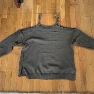 Army Green Shoulder Cutout Sweater